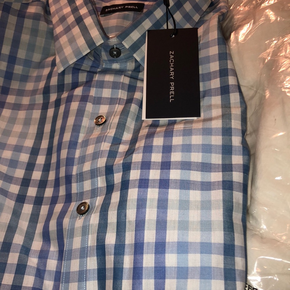 🔥 SALE! $40 for retail $168! NWT  Zachary Prell Blue Plaid L/S Shirt